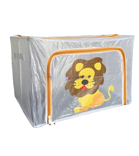 Cutie de Depozitare, Flippy, pentru Camera Copiilor, 100L, din PVC, Model Leu, 60 x 42 x 40 cm, Transparent