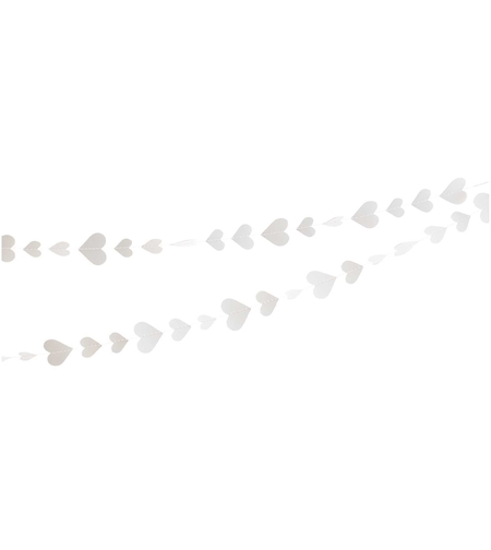 Banner cu Inimioare, Flippy, Tip Franjuri, 4 m, Rola de Ata Inclusa, Alb