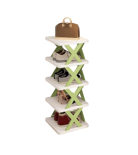 Organizator de Pantofi, Flippy, 5 Straturi, din ABS, Suport Modular, 65.5 x 24 x 26 cm, Verde