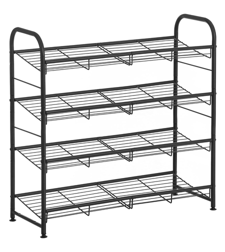 SONGMICS Pantofar cu 4 rafturi de depozitare, din metal, polite cu unghi reglabil, 28x69x65cm, negru