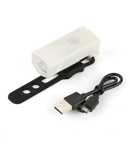 Far cu LED proiector pentru bicicleta\trotineta, Flippy, reincarcabil, cablu USB inclus, 3 moduri de lumina, IPX4, Alb, 6.5x2.9x2.3 cm