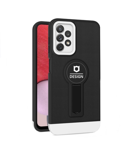 Husa Armor Design cu Stand pentru iPhone 12, Negru/Alb, Suport Auto Magnetic, Wireless Charge, Protectie Antisoc, Vafy