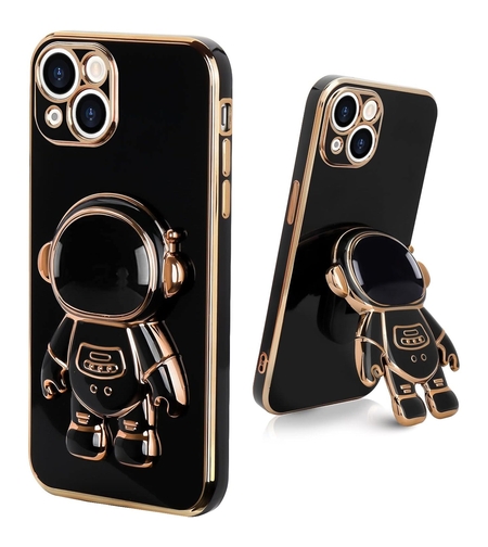Husa de Protectie TPU 2in1, Vafy, pentru Apple iPhone 14 Plus, Astronaut cu Suport, Antisoc, Rezistenta la Impact, Protectie Camera, Negru