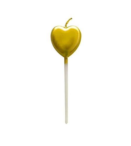 Lumanare de Tort, Flippy, Model Inima, Party, 8.5 x 3 cm, Auriu