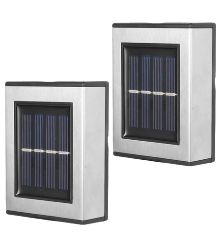 Aplica solara LED pentru Gradina, Flippy, Set 2 Bucati, ABS/Policarbonat, rezistenta la apa IP65, pentru trepte, borduri, terasa, 1.2V, 600mah, 10 x 7.5 x 3 cm, Lumina Alb Calda, Negru