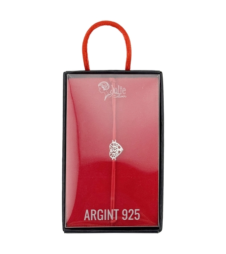 Bratara Argint 925 pentru Dama, Jolie, Model Copac in Inima, Martisor Bratara de 1 Martie, Pandativ Argintiu cu Snur Rosu