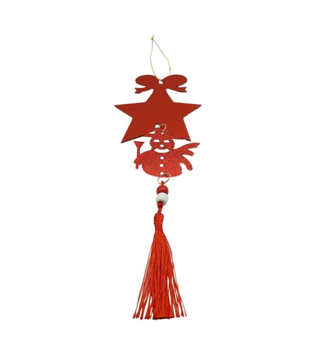 Ornament brad, Flippy, Stea, Om de zapada, Rosu, Lucios, 10*28CM, Acril, Interior/ Exterior