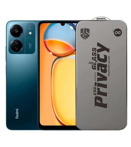 Folie de Protectie pentru Xiaomi Redmi 13C, Vafy, Sticla Securizata ESD Antistatica, Super-X Privacy OG, Margini Negre, 0.30 mm, Transparent Inchis