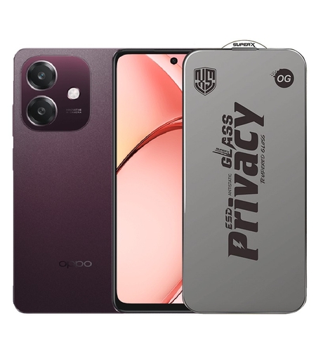 Folie de Protectie pentru Oppo A3, Vafy, Sticla Securizata ESD Antistatica, Super-X Privacy OG, Margini Negre, 0.30 mm, Transparent Inchis
