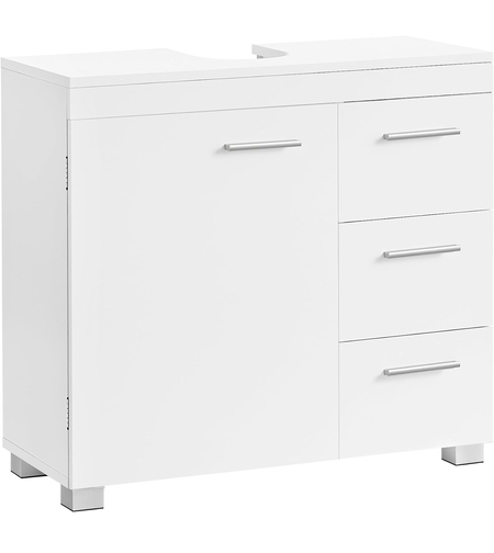 VASAGLE Dulap lavoar baie cu 3 sertare si 2 compartimente, MDF, 30x70x64 cm, alb