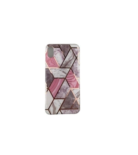 Husa protectie pentru Apple iPhone XR Soft IMD TPU Marble Geometric Alb