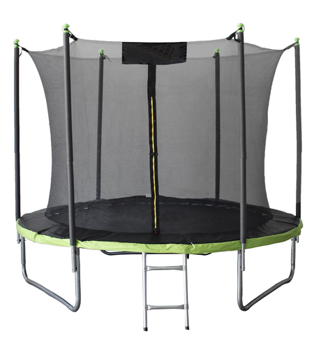 Trambulina gradina 252 cm cu scara si plasa interioara, maxim 100 kg, verde