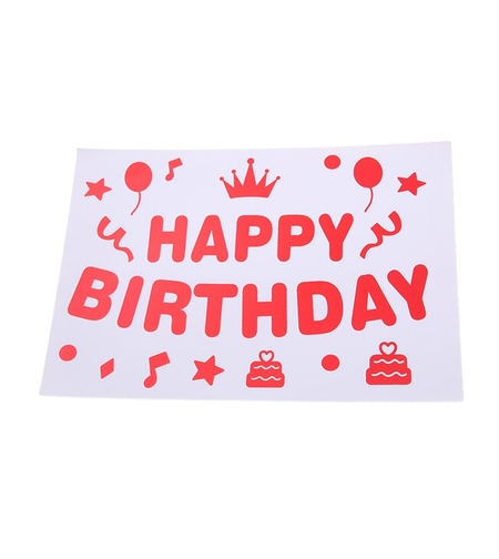 Sticker Autocolant pentru Baloane, Flippy, Tematica Aniversare, Model Happy Birthday, 29x21 cm, Rosu