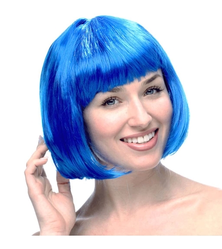 Peruca Cosplay, Flippy, Tunsoare Bob cu Breton, pentru Carnaval, Halloween, Petreceri Tematice, din PET, Marime Universala, Albastru