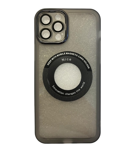 Husa protectie Vafy pentru Apple iPhone 12 / 12 Pro decupaj logo, magnetica, Protectie Camera, Negru