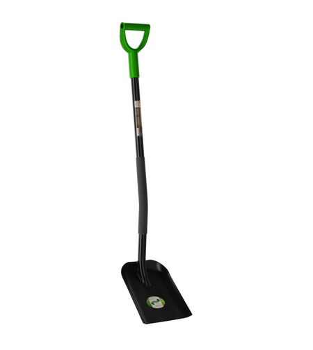 Lopata nisip cu lama lata si maner tip D, otel cu acoperire pulbere, coada 120 cm, verde si negru