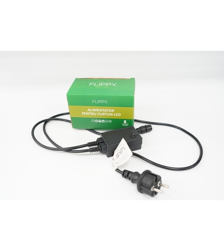 Alimentator furtun luminos, rezista pana la 50 m, Vafy, 8 jocuri de lumini, fir negru