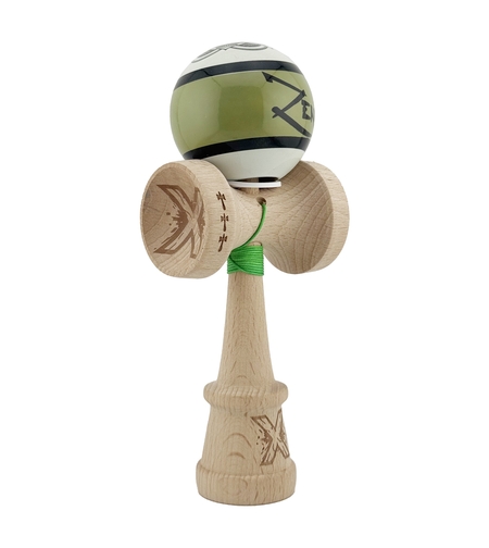 Kendama X Zen Series Originala, Profesionala, Flippy, Cupe Mari KING SIZE V3, Super Sticky, Gaura in Baza, Rulment Metalic, din lemn 18 cm, Ata 62/65 cm, Verde