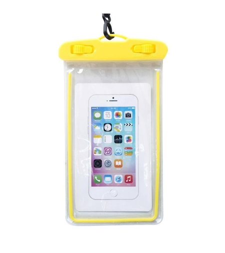 Husa subacvatica Zip Waterproof Flippy, Snowproof, Universala, Impermeabila, cu Snur, pentru telefon sau documente, Galben