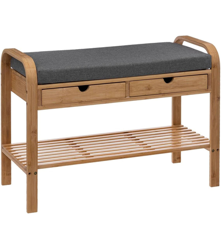 Banca suport pantofi 5Five cu 2 sertare, bambus, 74x34x55 cm, bej