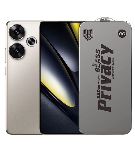 Folie de Protectie pentru Xiaomi Poco F6, Vafy, Sticla Securizata ESD Antistatica, Super-X Privacy OG, Margini Negre, 0.30 mm, Transparent Inchis