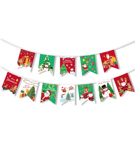 Decoratiune de Craciun, Flippy, Tip Banner, 12 Piese, pentru Usa sau Perete, Multicolor, Sfoara Inclusa, Model A