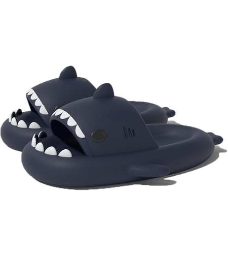 Papuci Tip Rechin, Flippy, Unisex, din Spuma EVA, Talpa Groasa Antiderapanta, Rezistenti la Uzura, Marime 36-37, Albastru Inchis