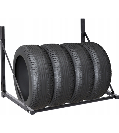 Suport suspendat pentru anvelope reglabil, montaj pe perete cu kit instalare inclus, 120x56x50 cm, negru