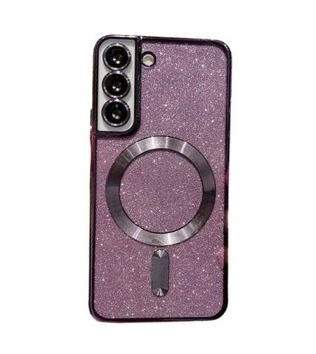 Husa de Protectie 2 in 1, Vafy, Husa pentru Samsung Galaxy S24 Ultra, Glitter Chrome Magsafe, din TPU, Magnetica, cu Protectie Lentila, Mov