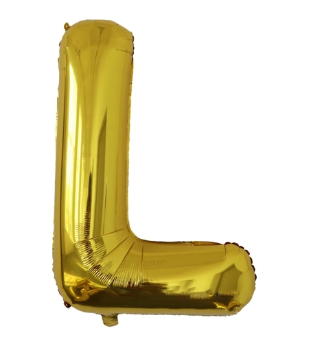 Balon Folie Metalizata Litera L, Flippy, 80 cm, Umflati cu Heliu sau Aer, Ambalaj Individual, Pai inclus, Auriu