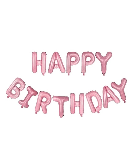Set 13 Baloane Folie, Flippy, Tip Ghirlanda, Model Happy Birthday, 40 cm, Roz Deschis