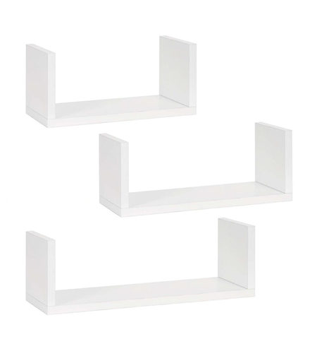 Set 3 rafturi de perete din MDF pentru decor si organizare, 30, 45 si 60 cm, alb