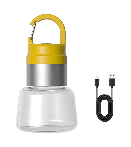 Lampa Portabila, Flippy, de Voiaj/Camping, Incarcare USB, IPX5, LED RGB, din ABS, 300 mAh, 10 x 5.5 x 5.5 cm, Galben