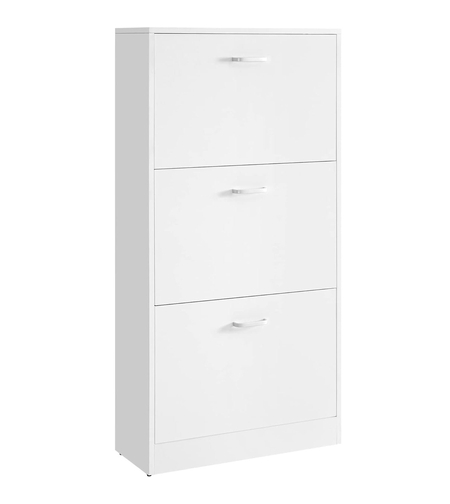 VASAGLE Dulap pantofi cu 2 usi rabatabile, pentru 12-18 perechi, 60x24x120 cm, alb