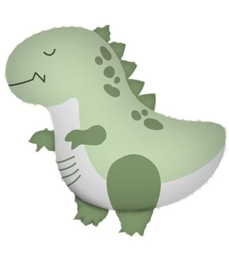 Balon din Folie Metalizata, Flippy, Figurina Animata, Model Dinozaur, 55 x 54 cm, Ambalaj Individual, Pai Inclus, Umflare cu Aer sau Heliu, Verde