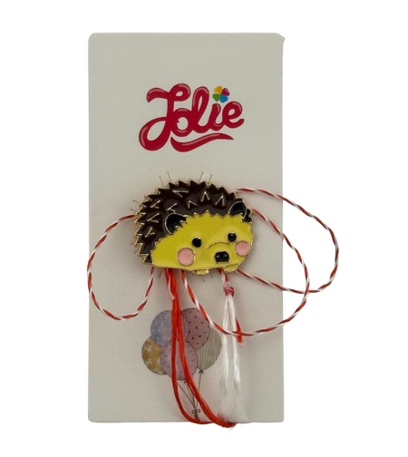 Martisor pentru copii, Jolie, Material Metal, Ambalaj Carton cu Design, Dimensiune Brosa Aproximativ 2x2 cm, Multicolor, Model Arici