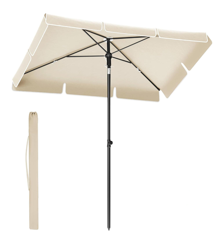 SONGMICS Umbrela terasa sau gradina reglabila, inclinare 2 directii, protectie UV UPF 50+, husa inclusa, 230x150 cm, bej