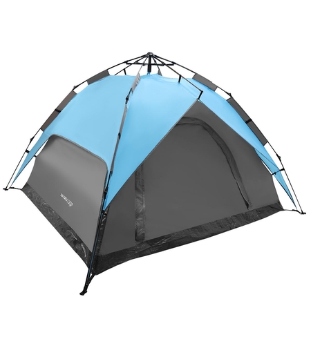 Cort camping 3 persoane, automat cu sistem pop-up, 2 intrari, 2000 mm, 210x180x140 cm, albastru