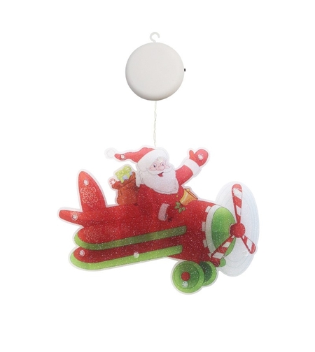Decoratiune de Craciun pentru fereastra Flippy, Avion, cu LED-uri, 23 cm, alb cald