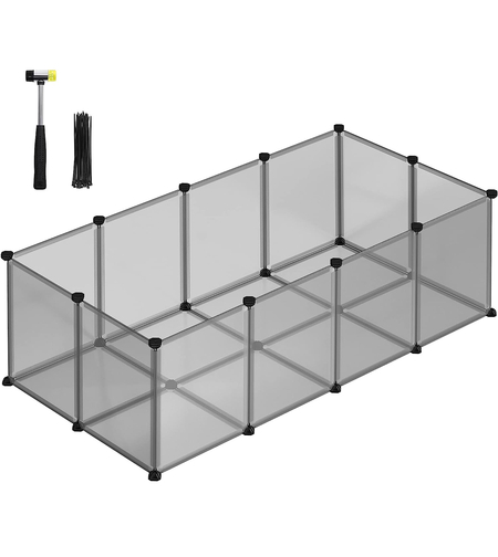 SONGMICS Tarc pentru animale de companie, din plastic, DIY, configurabil, 143x73x46cm, gri