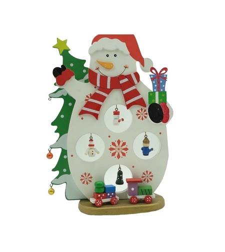 Figurina decorata de Craciun, Om de zapada, Alb, din Lemn, 18 cm x 24.5 cm, Interior, Flippy