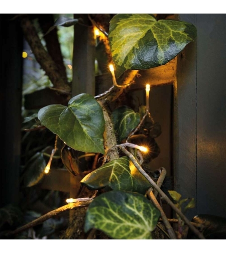 Instalatie de Craciun cu Baterii Tip Liniar, 2 jocuri de lumini, Fir Transparent 1 m 10 LED -uri, Alb Cald