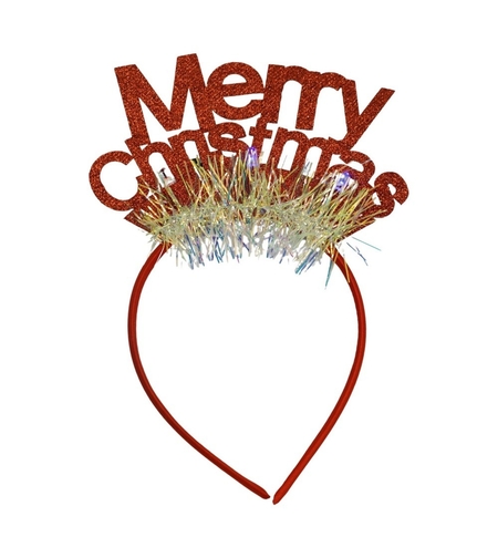 Bentita/cerc Mery Cristmas, culoare rosu cu sclipici, marime standard, Flippy