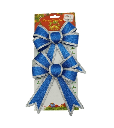 Set 2 fundite pentru brad, Albastre, cu margini argintii, 13 x 18 cm, PVC, Flippy