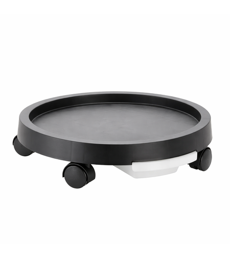 Suport ghiveci cu roti si tava colectare apa, suport mobil pentru plante, din plastic, 40 cm, negru