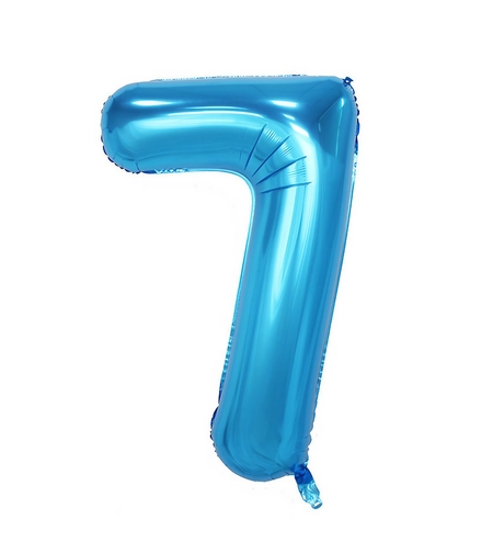 Balon din Folie Flippy, Cifra 7, 81 cm, Pentru Aer sau Heliu, Bulk, Albastru