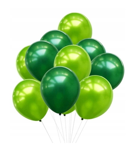 Set 10 Baloane din Latex Chrome, Flippy, Model Party, 23 cm, Diferite Nuante Verde, 2.2 g