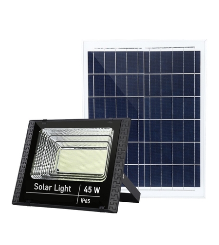 Proiector LED SMD 45W cu incarcare solara Flippy, panou solar, cu telecomanda, suport prindere, material ABS, 1.5AH, 170 LED-uri, 133Lm, 13.1x14.5 cm, negru