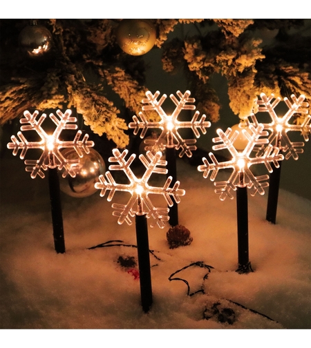 Set 5 Lampi LED cu baterii, de exterior Model Fulg de nea, pentru gradina, Vafy, 35.5 cm, Alb Cald