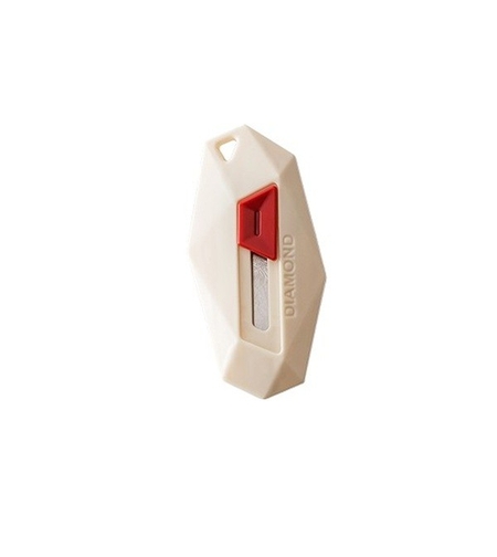 Cutter pentru Cutii, Flippy, Varf Rotunjit si Zimtat, Tip Breloc, 6.5x3.5 cm, Crem
